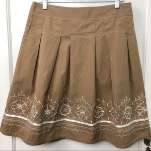 Ann Taylor Loft Tan Skirt With Embroidery NWT